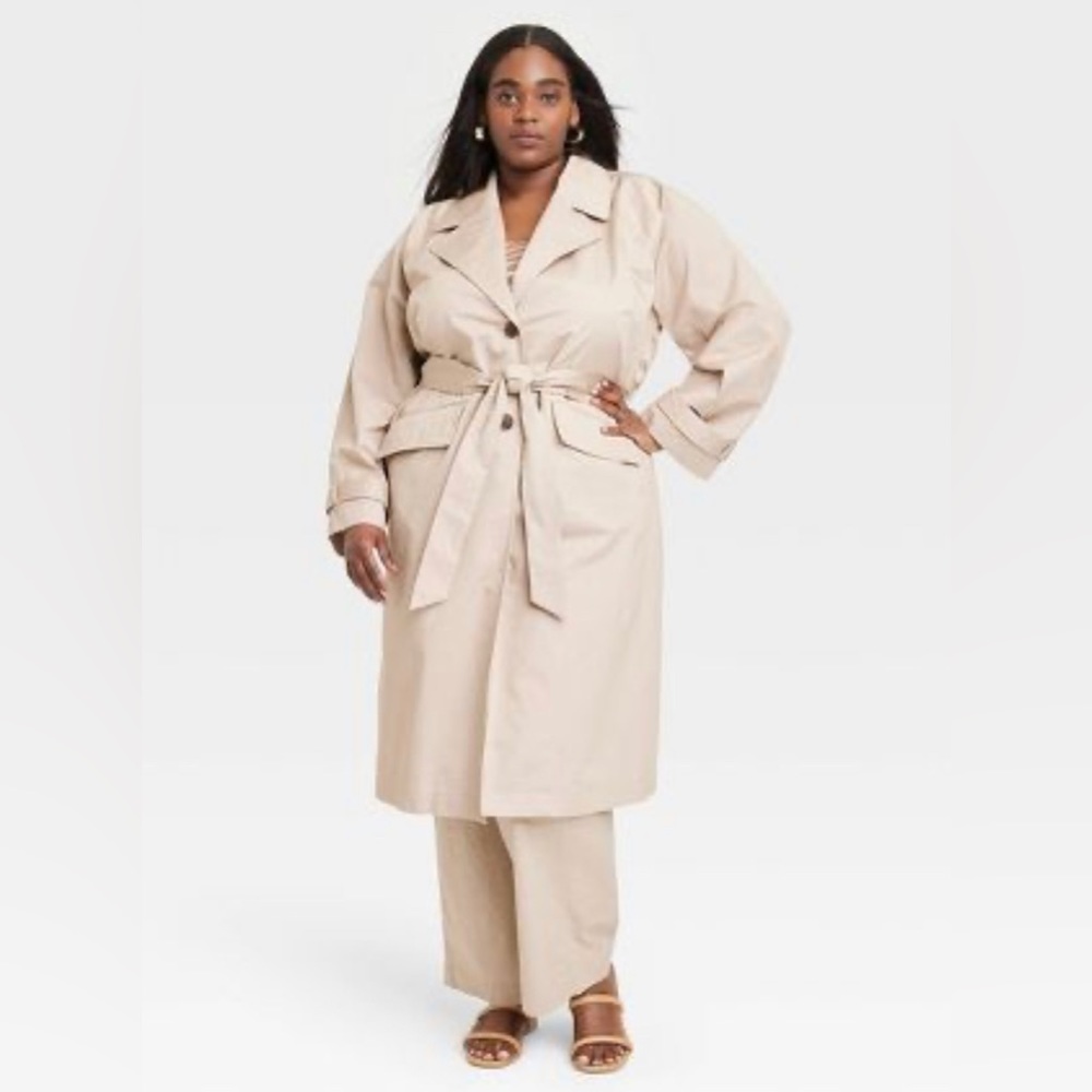 Women's Tan Statement Trench Coat - A New Day™ XXL